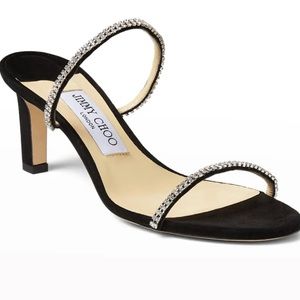 Jimmy Choo Brea Crystal Suede Mule Sandals